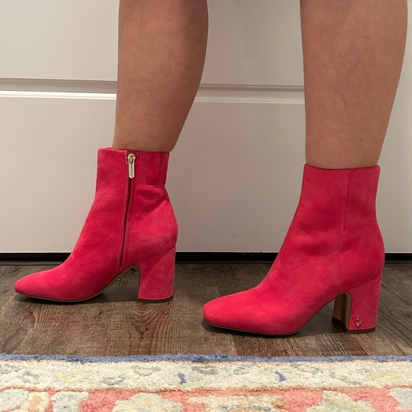 Sam Edelman Hot Pink Suede Fawn Booties - Picture 8 of 9